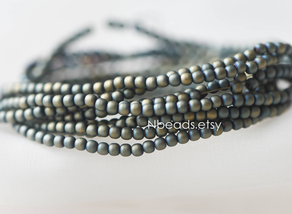 Frosted Round Glass beads 2mm, Sparkly Multi Matte Colors (GM-021)/ 200 beads